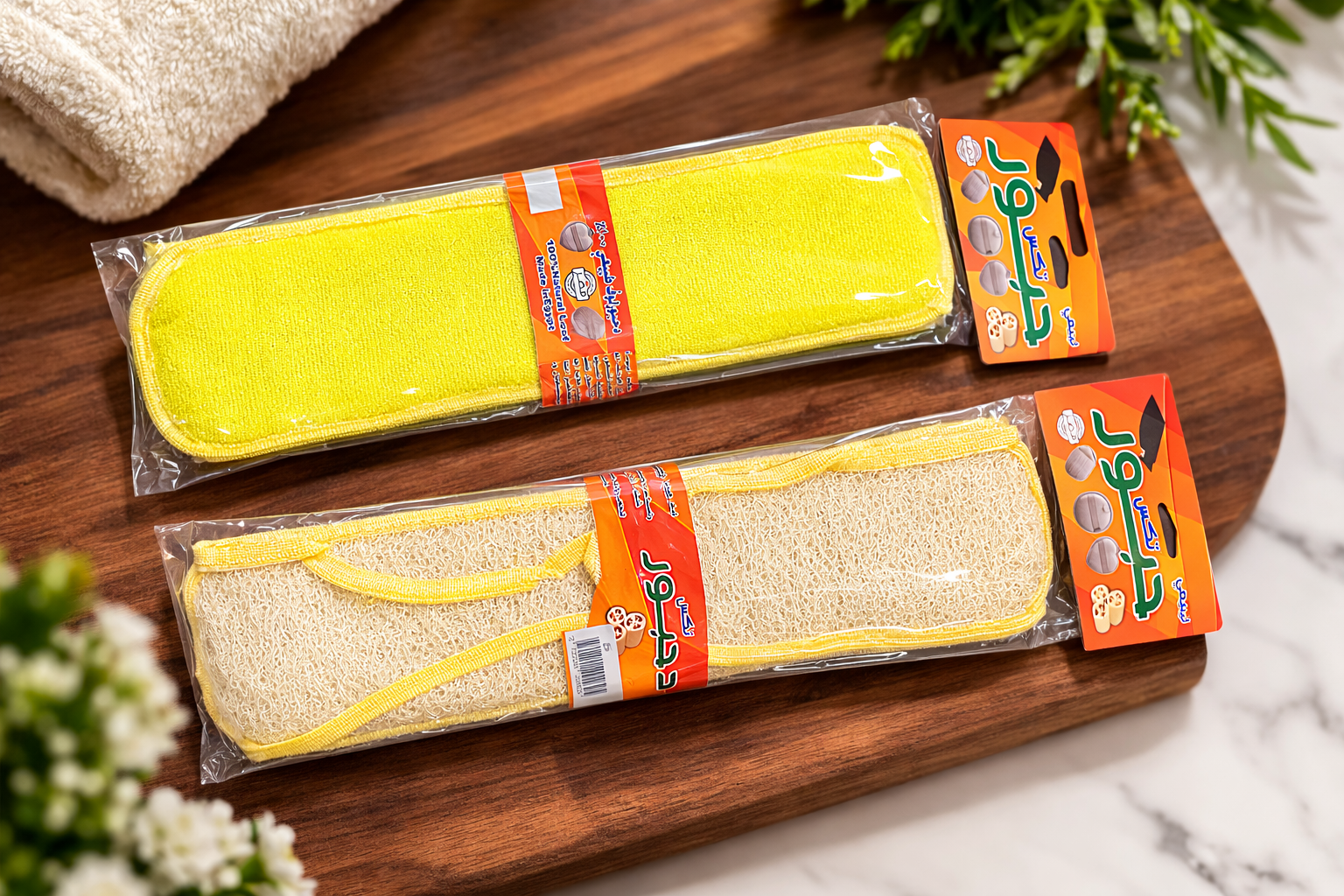 ليفة كف طويل وجهين