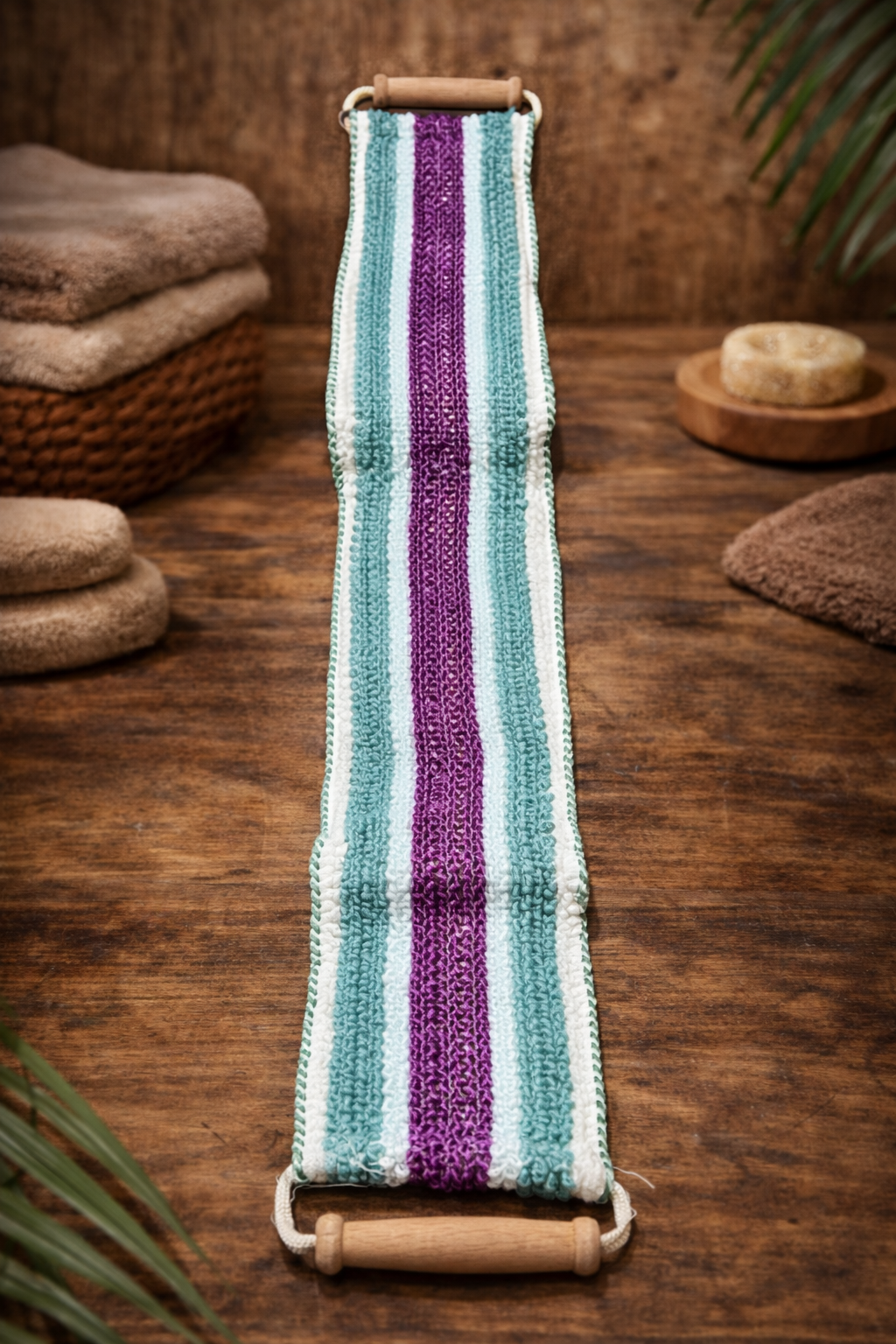 ليفة كف طويلة مع مسكات لليد